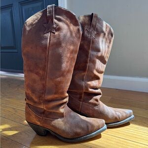 Dingo Brown Worn Suede look Western Cowboy Boots Tall size 8m